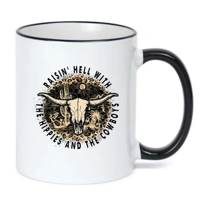 Raisin Hell With The Hippies And The Cowboys Black Color Changing Mug