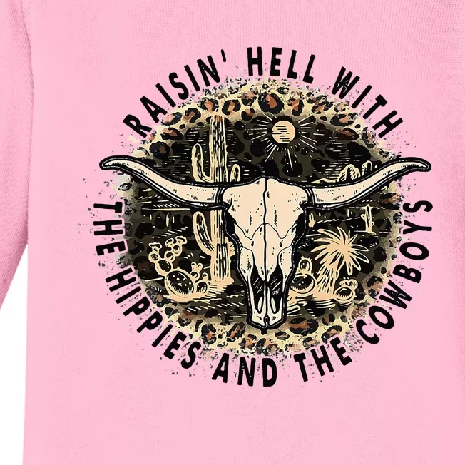 Raisin Hell With The Hippies And The Cowboys Baby Long Sleeve Bodysuit