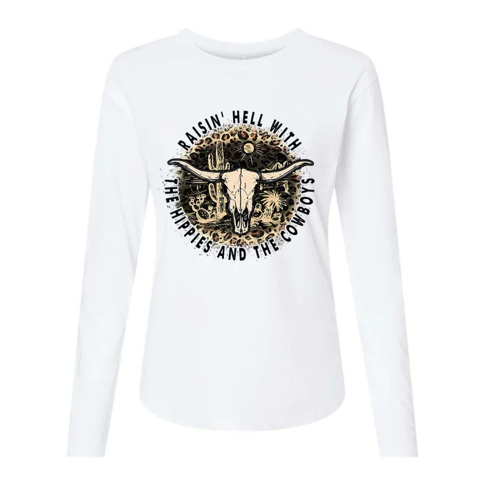 Raisin Hell With The Hippies And The Cowboys Womens Cotton Relaxed Long Sleeve T-Shirt