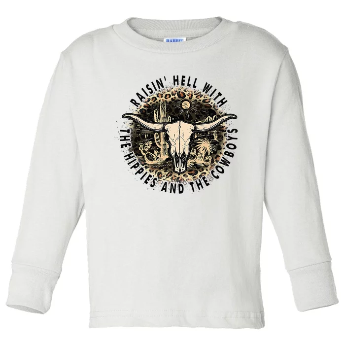 Raisin Hell With The Hippies And The Cowboys Toddler Long Sleeve Shirt