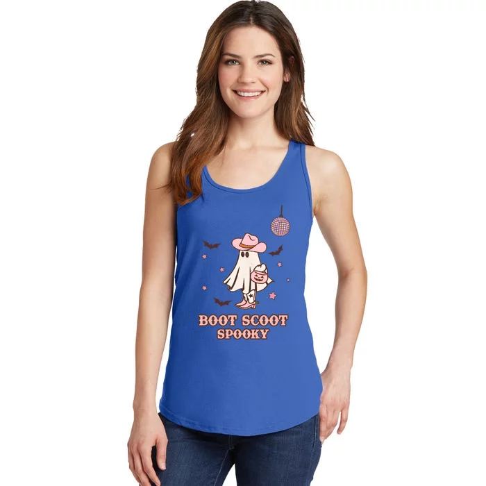 Retro Halloween Western Cow Ghost Boot Scoot Spooky Gift Ladies Essential Tank