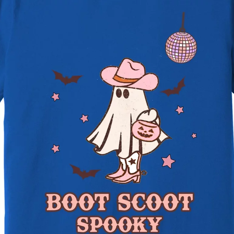 Retro Halloween Western Cow Ghost Boot Scoot Spooky Gift Premium T-Shirt