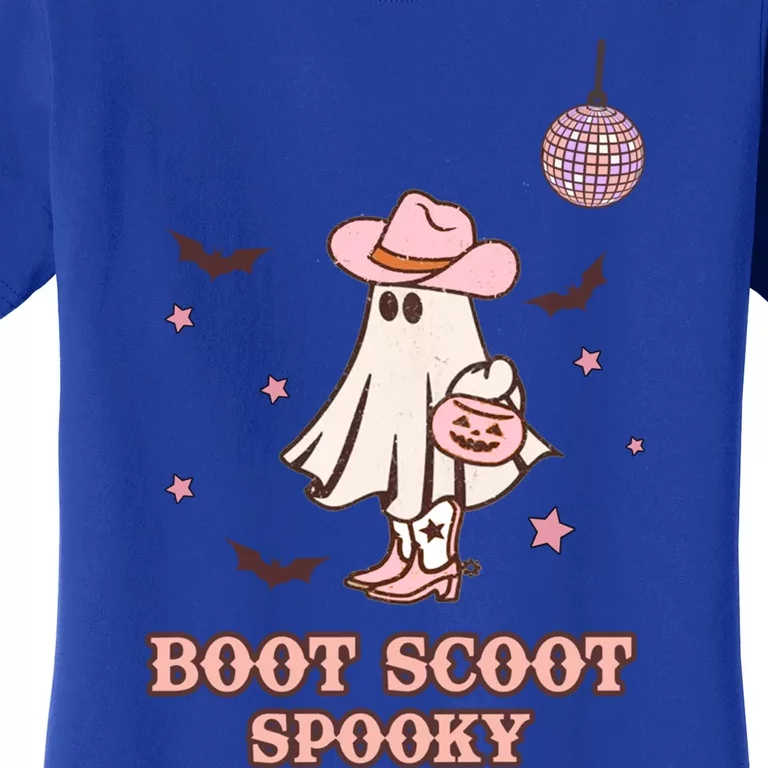 Retro Halloween Western Cow Ghost Boot Scoot Spooky Gift Women's T-Shirt