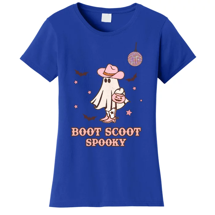 Retro Halloween Western Cow Ghost Boot Scoot Spooky Gift Women's T-Shirt