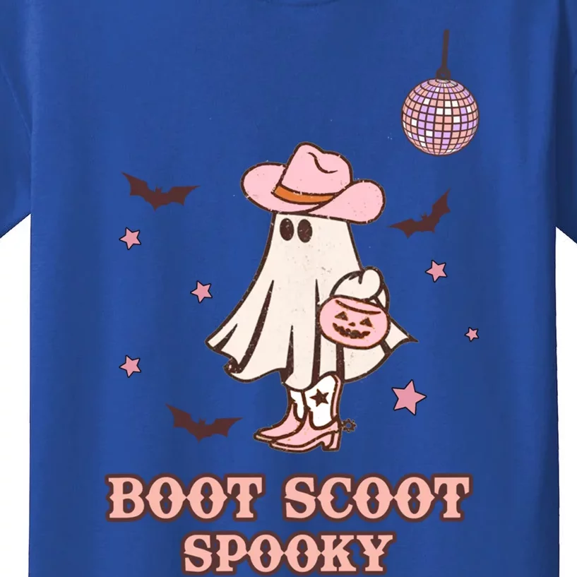 Retro Halloween Western Cow Ghost Boot Scoot Spooky Gift Kids T-Shirt