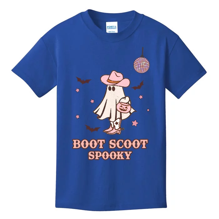 Retro Halloween Western Cow Ghost Boot Scoot Spooky Gift Kids T-Shirt