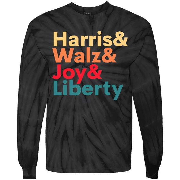 Retro Harris Walz Waltz 2024 Harris Walz Joy Liberty Tie-Dye Long Sleeve Shirt