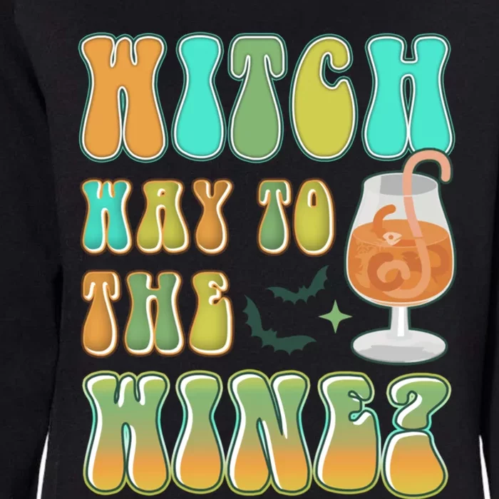 Retro Halloween Witch Way To The Wine Gift Womens California Wash Sweatshirt