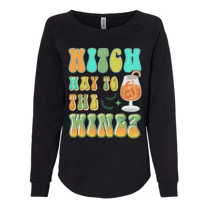 Retro Halloween Witch Way To The Wine Gift Womens California Wash Sweatshirt