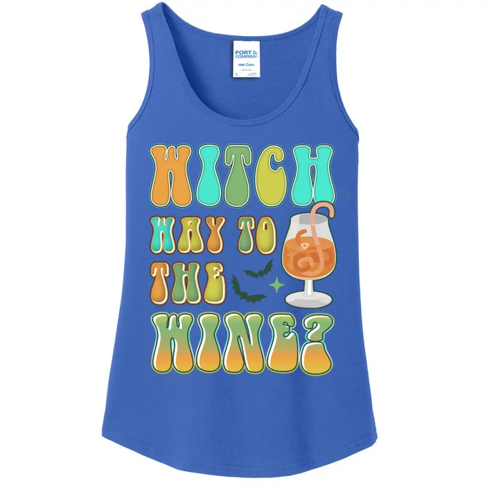 Retro Halloween Witch Way To The Wine Gift Ladies Essential Tank