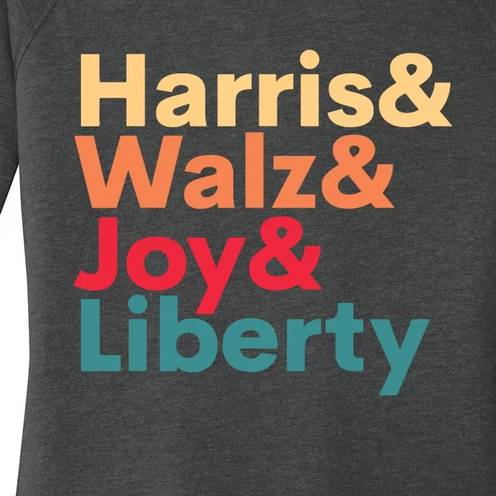 Retro Harris Walz Waltz 2024 Harris Walz Joy Liberty Women's Perfect Tri Tunic Long Sleeve Shirt