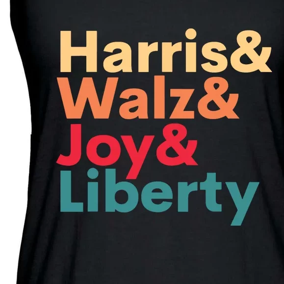 Retro Harris Walz Waltz 2024 Harris Walz Joy Liberty Ladies Essential Flowy Tank