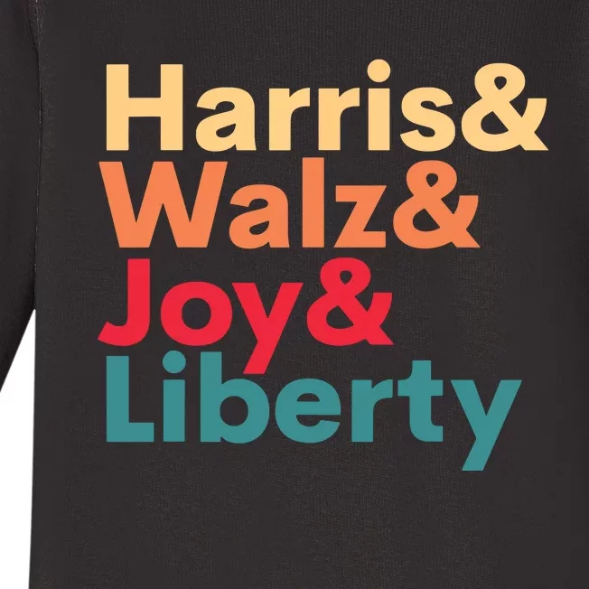 Retro Harris Walz Waltz 2024 Harris Walz Joy Liberty Baby Long Sleeve Bodysuit