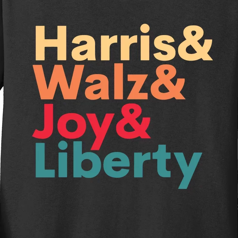 Retro Harris Walz Waltz 2024 Harris Walz Joy Liberty Kids Long Sleeve Shirt