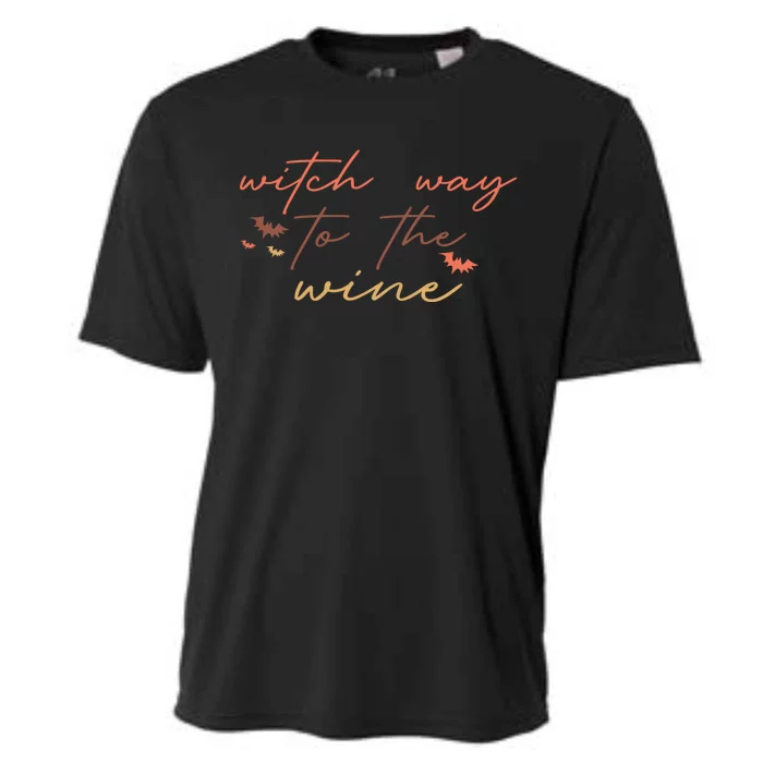 Retro Halloween Witch Way To The Wine Cute Gift Cooling Performance Crew T-Shirt