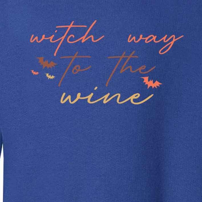 Retro Halloween Witch Way To The Wine Cute Gift Toddler Sweatshirt