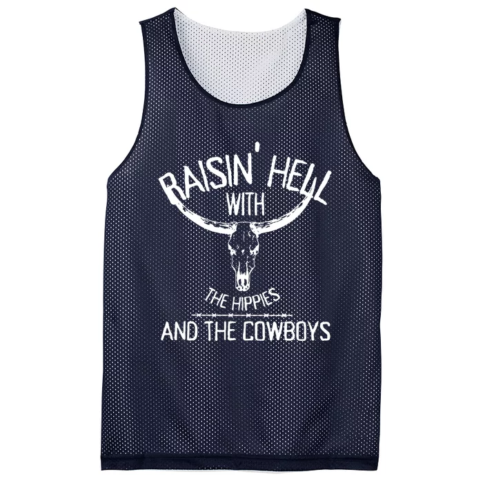 Raising Hell With The Hippies And Cowboys Mesh Reversible Basketball Jersey Tank