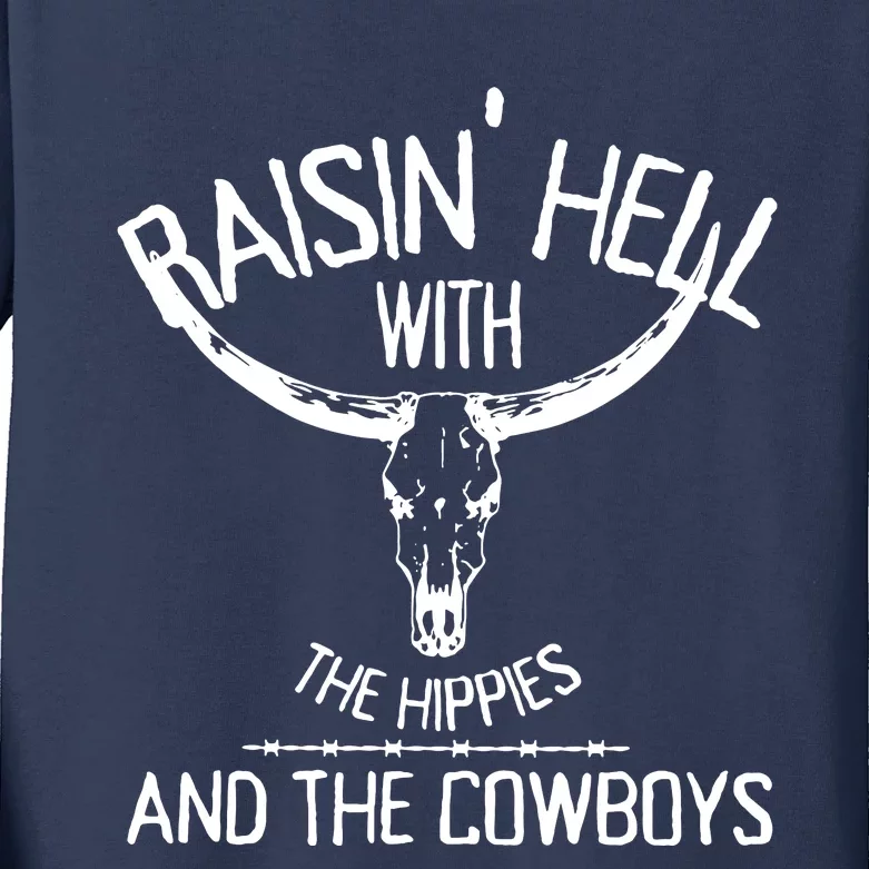 Raising Hell With The Hippies And Cowboys Kids Long Sleeve Shirt