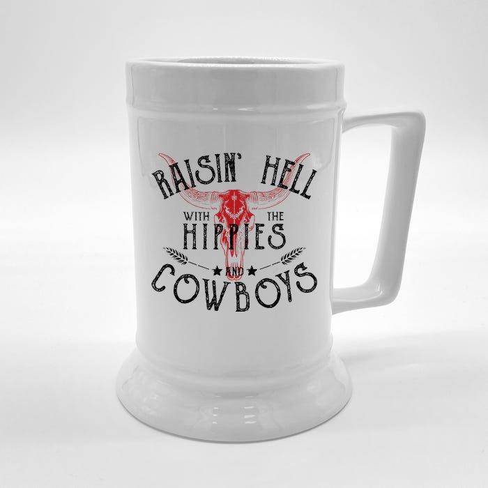 Raisin Hell With The Hippies And The Cowboys Country Front & Back Beer Stein