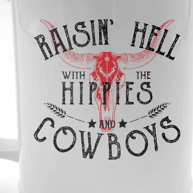 Raisin Hell With The Hippies And The Cowboys Country Front & Back Beer Stein