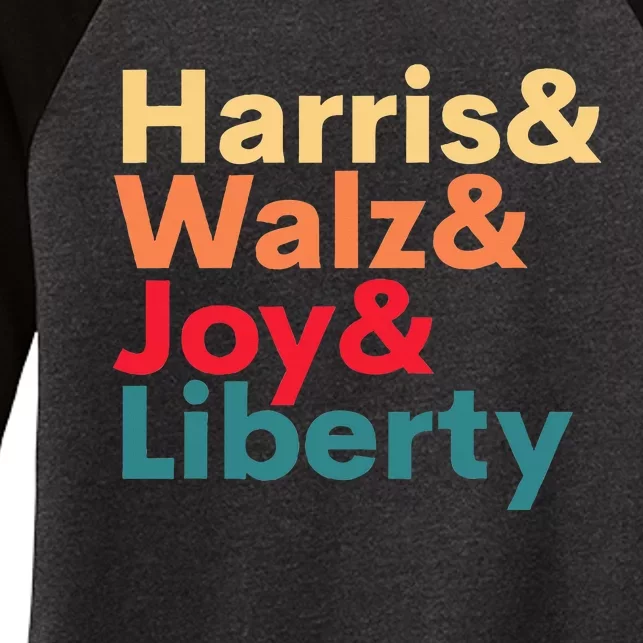 Retro Harris Walz Waltz 2024 Harris Walz Joy Liberty Women's Tri-Blend 3/4-Sleeve Raglan Shirt