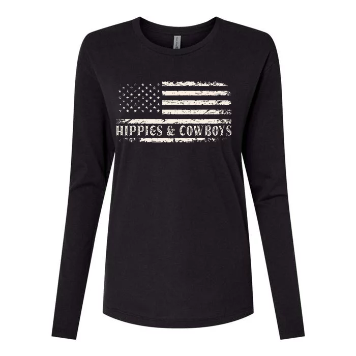 Raisin Hell With The Hippies And Cowboys Country Womens Cotton Relaxed Long Sleeve T-Shirt