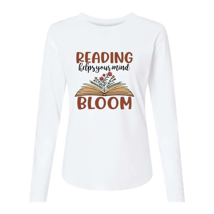 Reading Helps Your Mind Bloom Reading Books Gift Cute Reading Womens Cotton Relaxed Long Sleeve T-Shirt