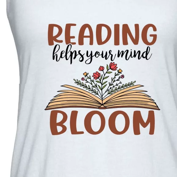 Reading Helps Your Mind Bloom Reading Books Gift Cute Reading Ladies Essential Flowy Tank