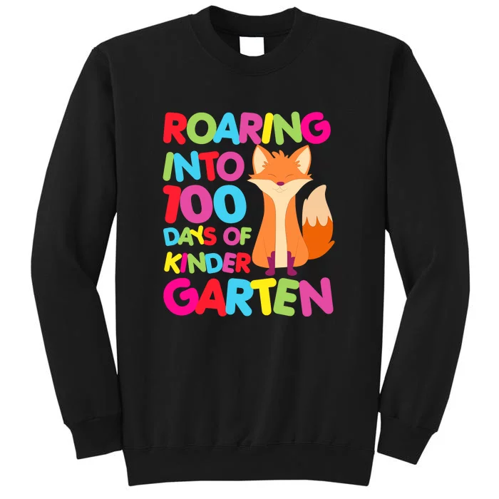 Roaring Into 100 Days Kindergarten Funny Fox Boy Tall Sweatshirt