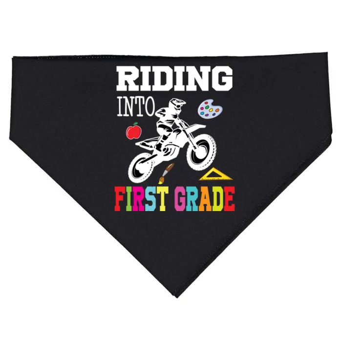 Riding Into 1st Grade Back To School Gift USA-Made Doggie Bandana