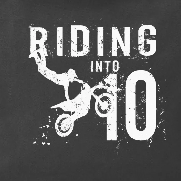 Riding Into 10 Years Old 10th Birthday Boy Dirt Bike Party Zip Tote Bag