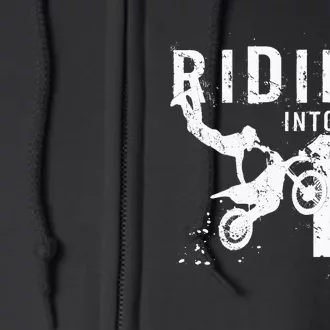 Riding Into 10 Years Old 10th Birthday Boy Dirt Bike Party Full Zip Hoodie