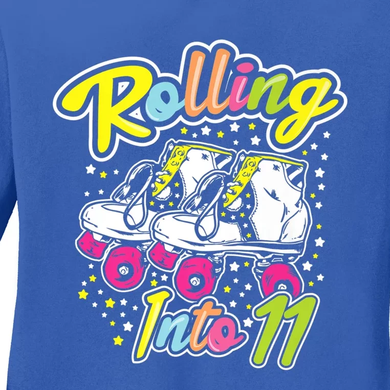 Rolling Into 11 Years Old Bday Let's Roll 11th Birthday Gift Ladies Long Sleeve Shirt