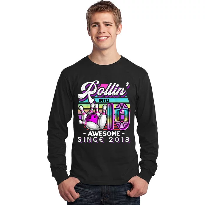 Rollin' into 10 Awesome 2013 Retro Bowling 10th Birthday Tall Long Sleeve T-Shirt