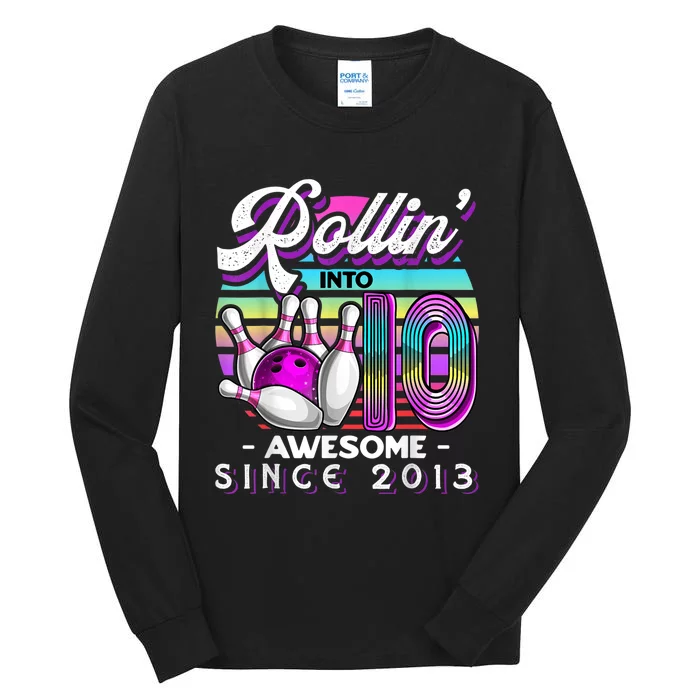 Rollin' into 10 Awesome 2013 Retro Bowling 10th Birthday Tall Long Sleeve T-Shirt