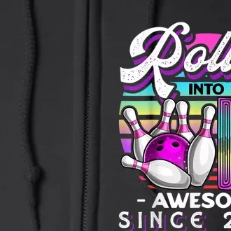 Rollin' into 10 Awesome 2013 Retro Bowling 10th Birthday Full Zip Hoodie