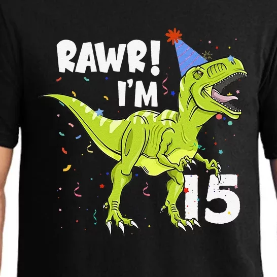 Rawr I'm 15 Birthday T Rex Dinosaur Party Gift For Pajama Set