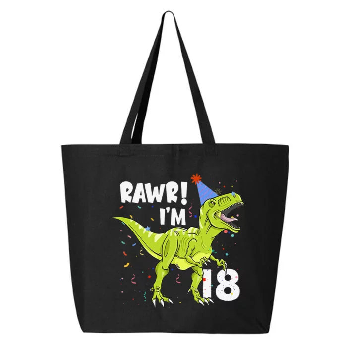 Rawr I'm 18 Birthday T Rex Dinosaur Party Gift For 25L Jumbo Tote