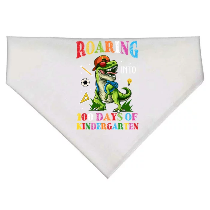 Roaring Into 100 Days Of Kindergarten Back To School Meaningful Gift USA-Made Doggie Bandana