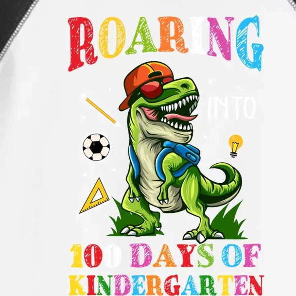 Roaring Into 100 Days Of Kindergarten Back To School Meaningful Gift Toddler Fine Jersey T-Shirt