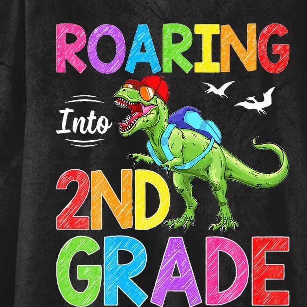 Roaring Into 2nd Grade Dinosaur Students Back To School Hooded Wearable Blanket