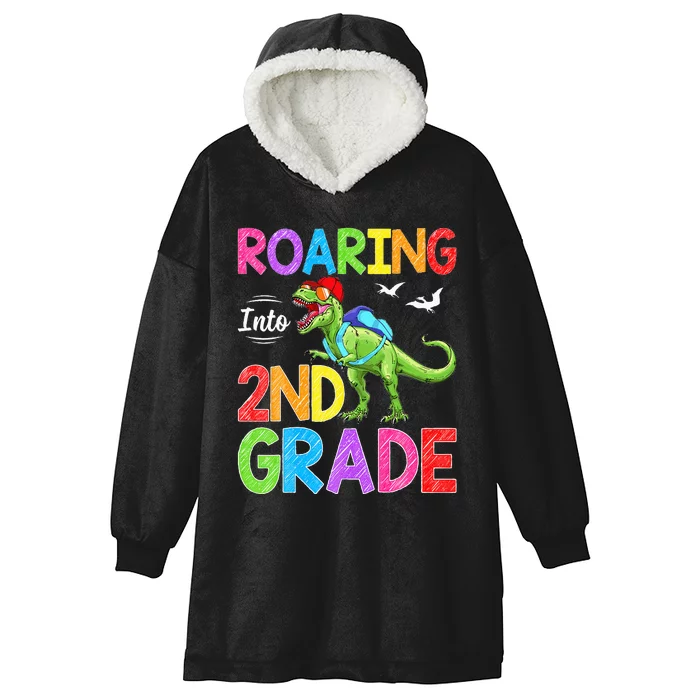 Roaring Into 2nd Grade Dinosaur Students Back To School Hooded Wearable Blanket