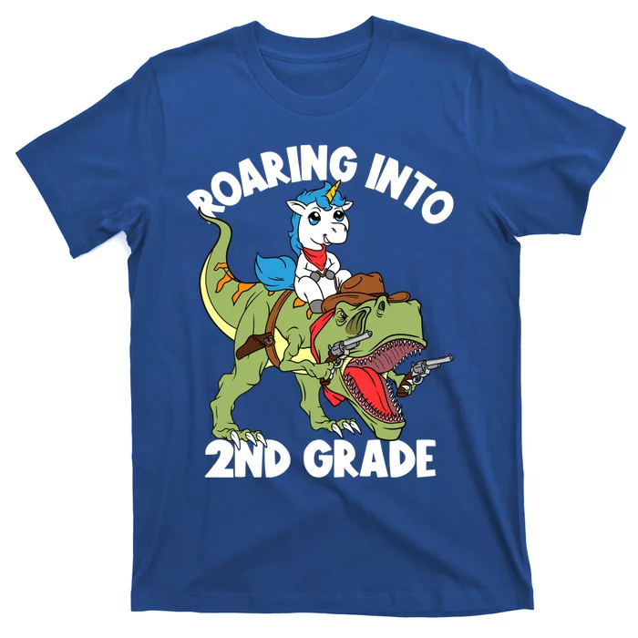 Roaring Into 2nd Grade Unicorn Riding Dinosaur Great Gift T-Shirt