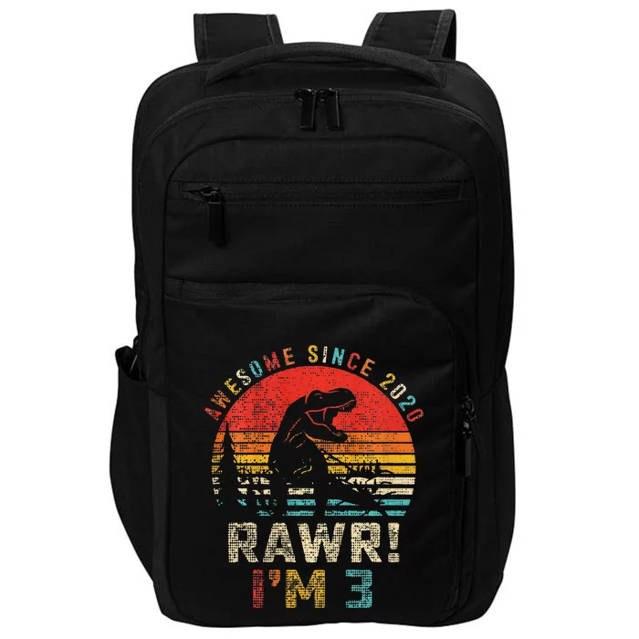 Rawr I’m 3 Dinosaur 3rd Birthday Gift Awesome Since 2020 Impact Tech Backpack