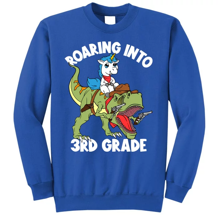 Roaring Into 3rd Grade Unicorn Riding Dinosaur Gift Sweatshirt