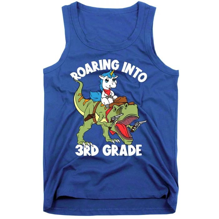 Roaring Into 3rd Grade Unicorn Riding Dinosaur Gift Tank Top