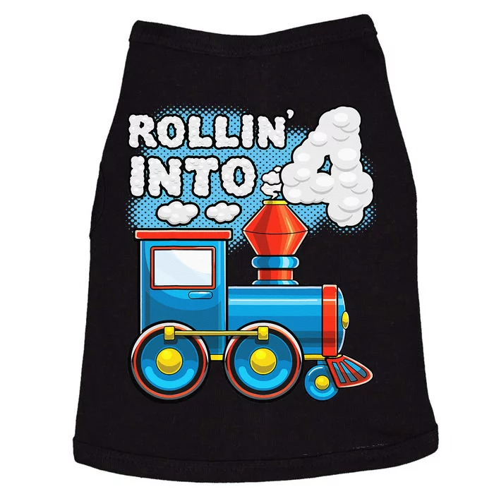 Rollin Into 4 Train 4th Birthday Party Supply Birthday Boy Doggie Tank