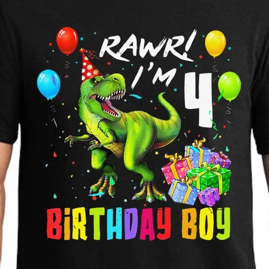 Rawr I'm 4 4th Birthday T Rex Dinosaur Party Gift Party Pajama Set