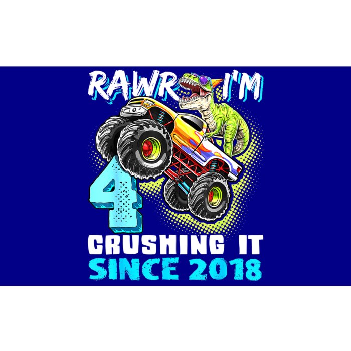 Rawr I'm 4 Monster Truck Dinosaur 4th Birthday Party Boys Bumper Sticker