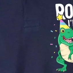 Roar I'm 4 T-Rex Birthday Dinosaur Happy Fourth 4th Party Softstyle Adult Sport Polo